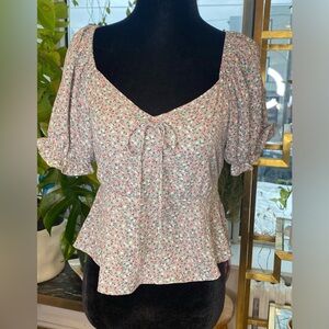 Sienna Sky Pink Floral Puff Sleeve Blouse
